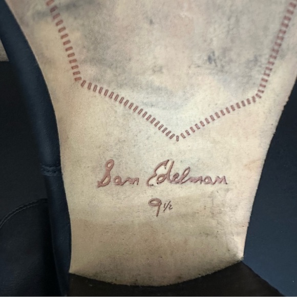 Sam Edelman Justin Black Leather Block Heeled Ankle Pull On Booties Boots 9.5 - Picture 10 of 11